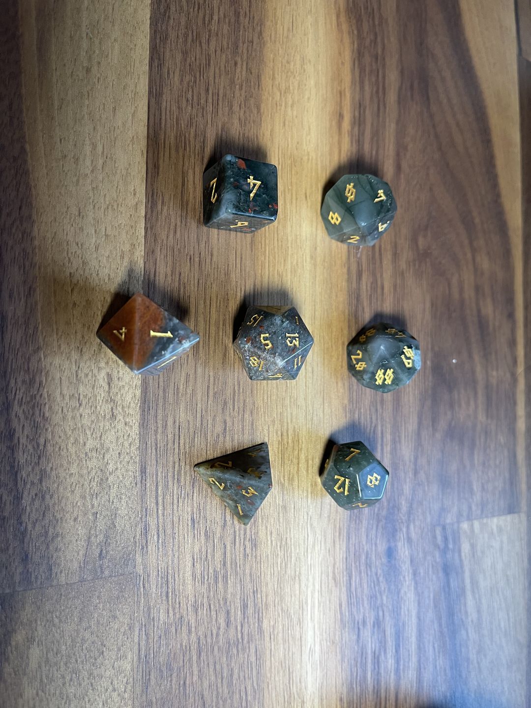 Customer photo review of African Bloodstone Stone Dice Set