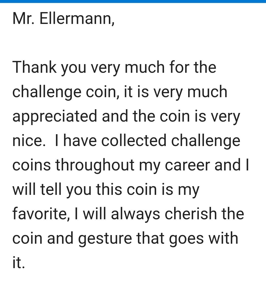 Customer photo review of Police Thank You For Your Service Coin