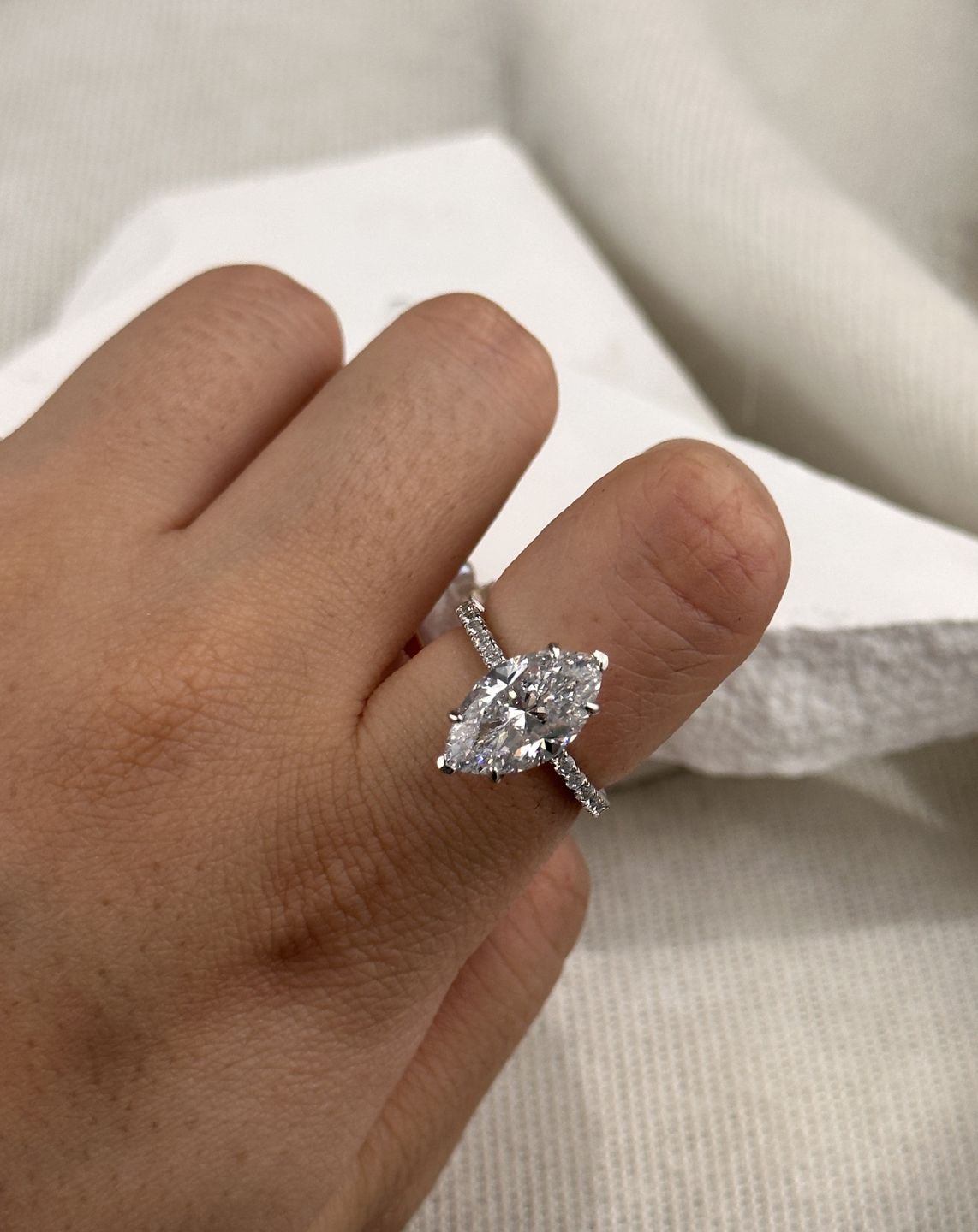 Customer photo review of 4.0Ct Marquise Cut Half Eternity Engagement Ring In Sterling Silver