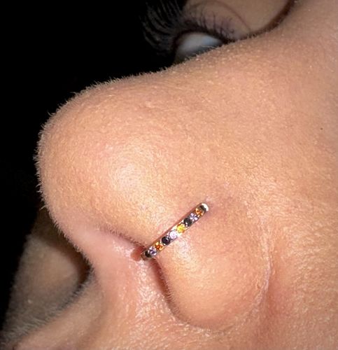 Customer photo review of Titanium Micro Gem Hinged Nose Hoop