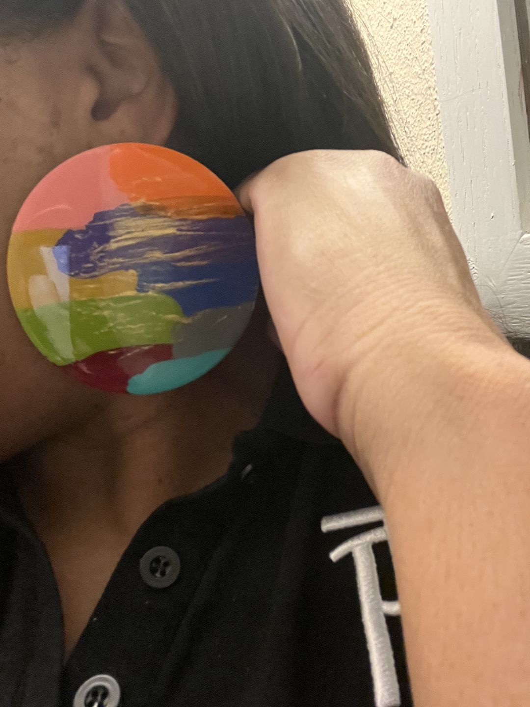 Customer photo review of Canvas Round Earring
