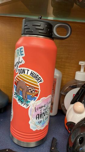 Customer photo review of Decorate Your Own | 32oz Insulated Bottle with Straw and Spout