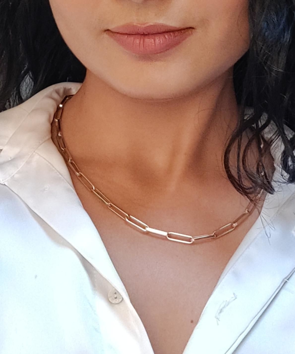 Customer photo review of Paperclip Necklace in 14K Yellow Gold