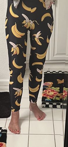 Customer photo review of Black Cartoon Banana Pattern Print Women's Leggings
