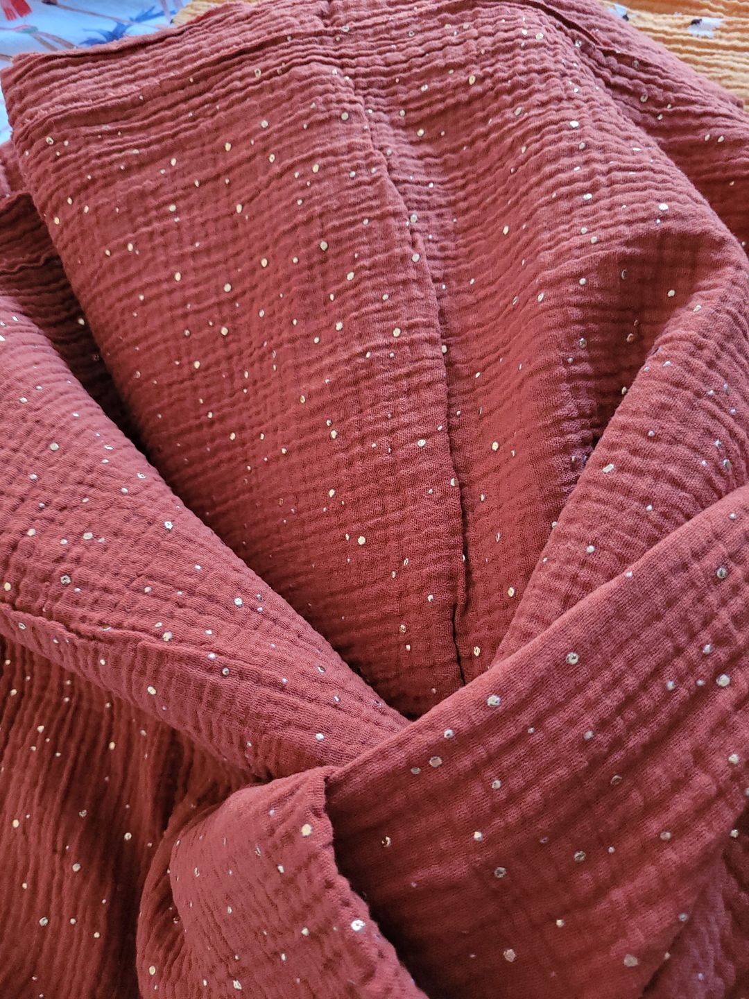 Customer photo review of Gold Speckled Double Gauze Fabric
