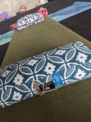 Customer photo review of Travel Yoga Bolster ~ Moroccan Tile