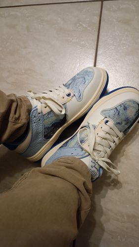 Customer photo review of Van Gogh Starry Night inspired sneakers