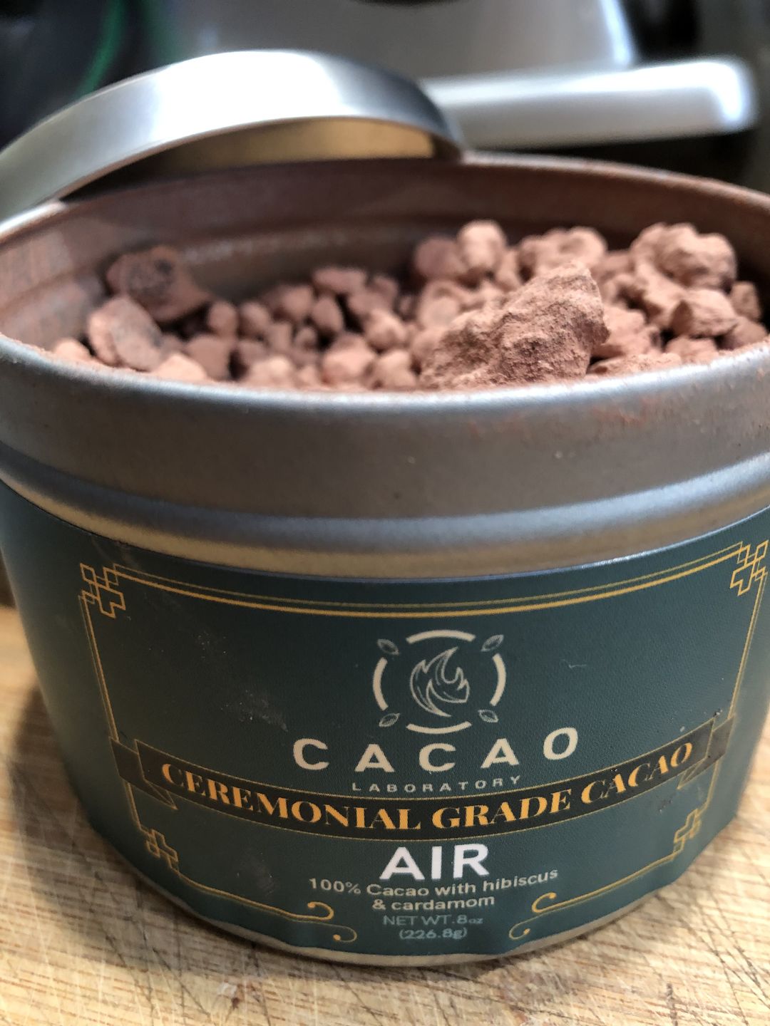 Customer photo review of Ceremonial Cacao - Air Element: Invoke Your Compassion with Hibiscus and Cardamom (8 oz tin - granulated)