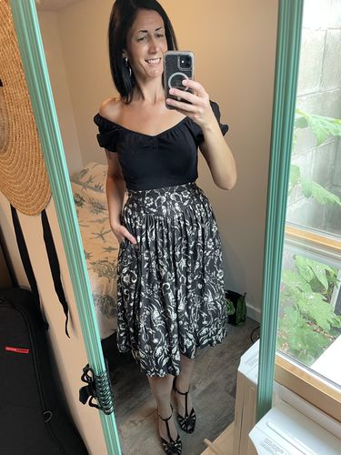 Customer photo review of Gothic Tales Skirt in Cottage Witch Toile Print