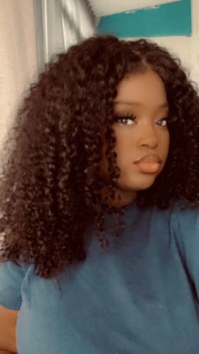 Customer photo review of 4C Edge! Kinky Curly Swiss HD Undetectable Lace 13x4 Lace Frontal Wig