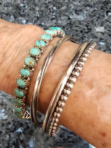 Customer photo review of Handmade Turquoise & Sterling Silver Bangle Bracelet
