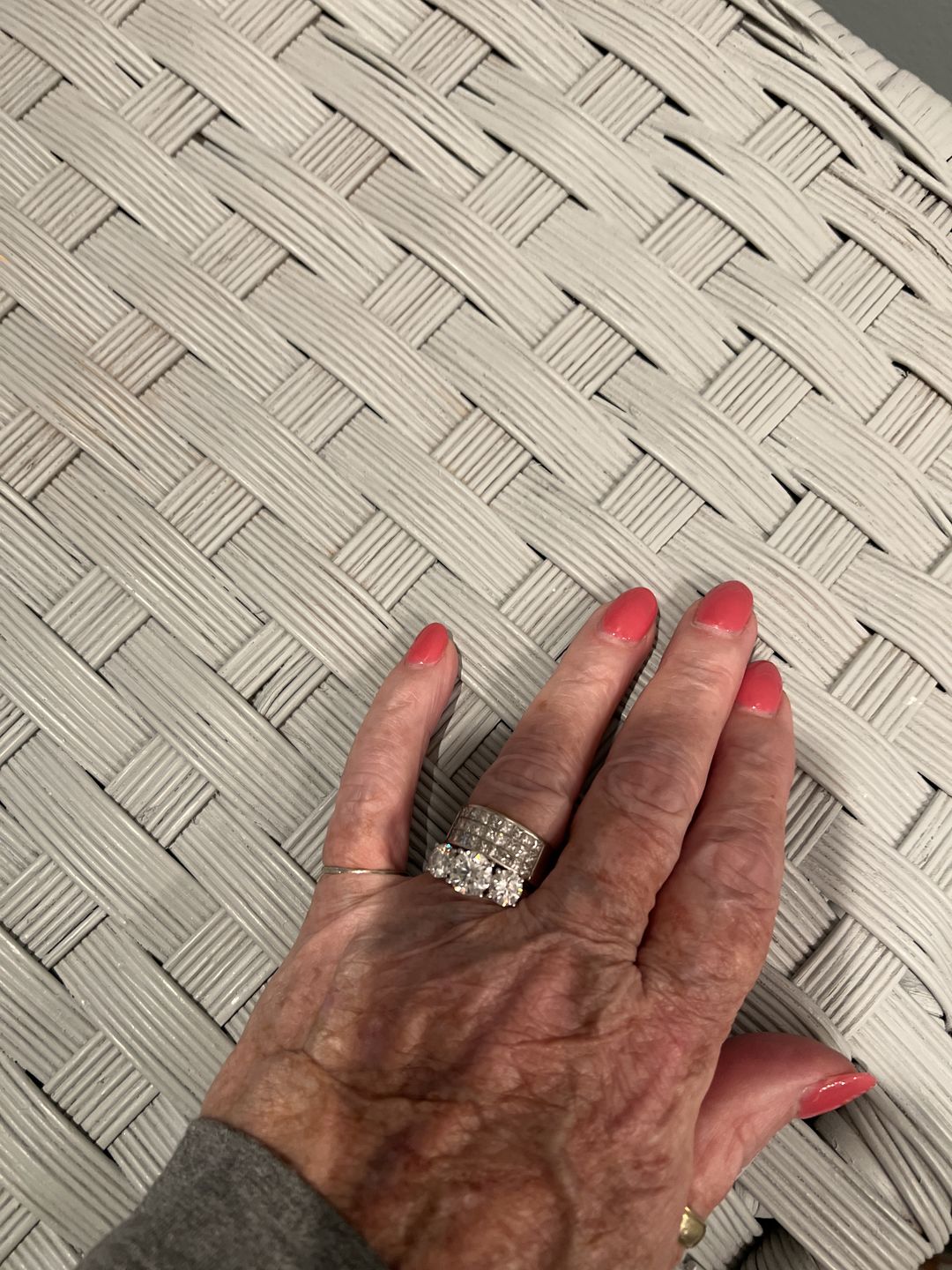 Customer photo review of Classic Three Stone Round Cut Moissanite Sterling Silver Wedding Ring