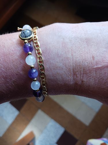 Customer photo review of Bracelet Amincissant en Améthyste et Pierre de Lune | Or fin