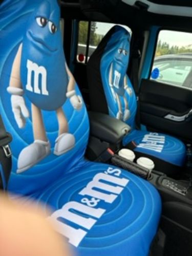 Customer photo review of M&M Blue Chocolate Fantasy Car Seat Covers Car Accessories Ci220517-04