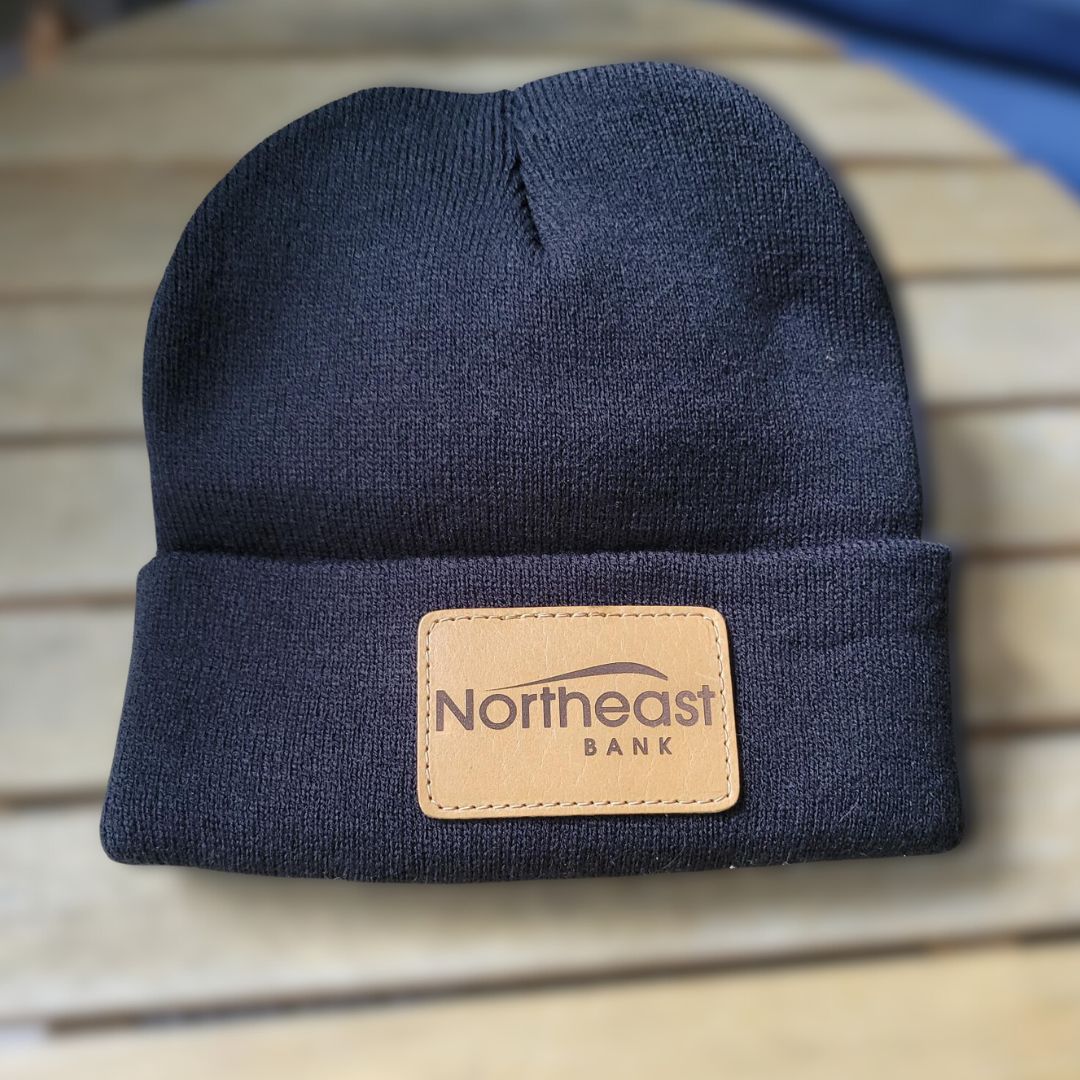 Customer photo review of Custom Leather Patch Beanie