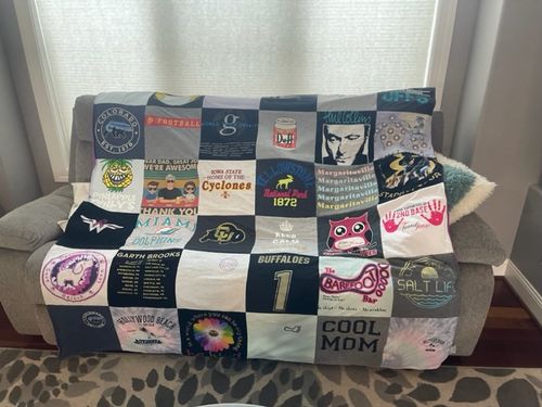 T-shirt quilt featuring iowa state university cyclones, university of wyoming cowboys by angie from IA