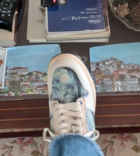 Customer photo review of Van Gogh Starry Night inspired sneakers