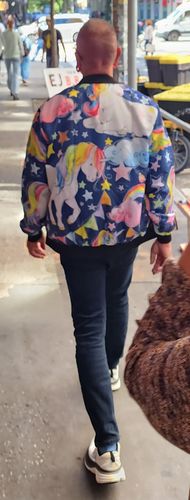 Customer photo review of Unicorn Night Festival Pattern Print Men's Bomber Jacket