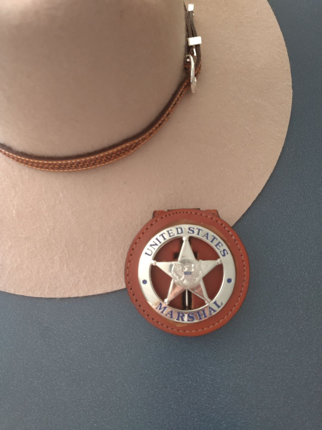 Customer photo review of US Federal Court Law Enforcement MARSHAL Badge Solid Copper Replica Movie Props
