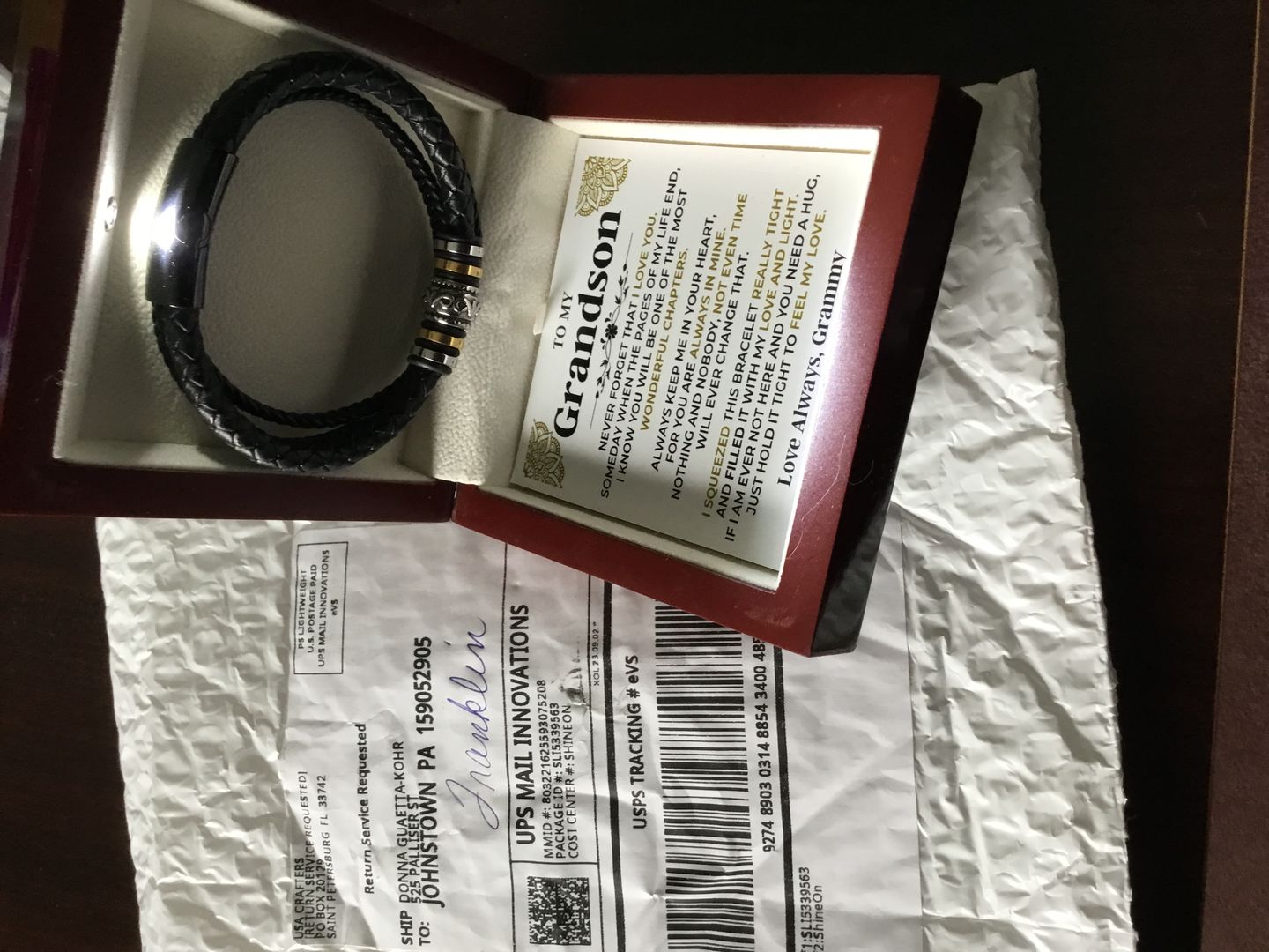 Customer photo review of To My Grandson | Braided Bracelet Gift Set - SS514B