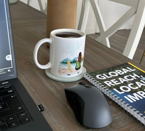 Customer photo review of Woman with dog - Personalised mug