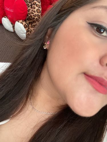 Customer photo review of Aretes Tulipán Rosa