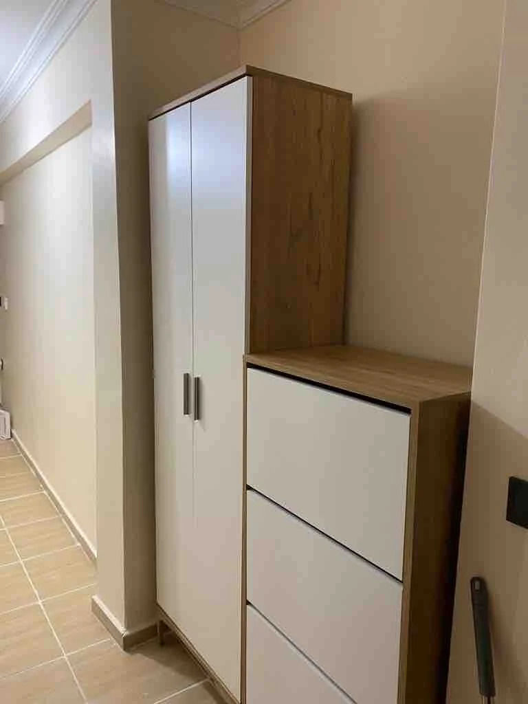 Customer photo review of Rani EA137 Portmanto Askılı Vestiyer Düşer Kapaklı Ayakkabılık Sepet Ceviz - Beyaz
