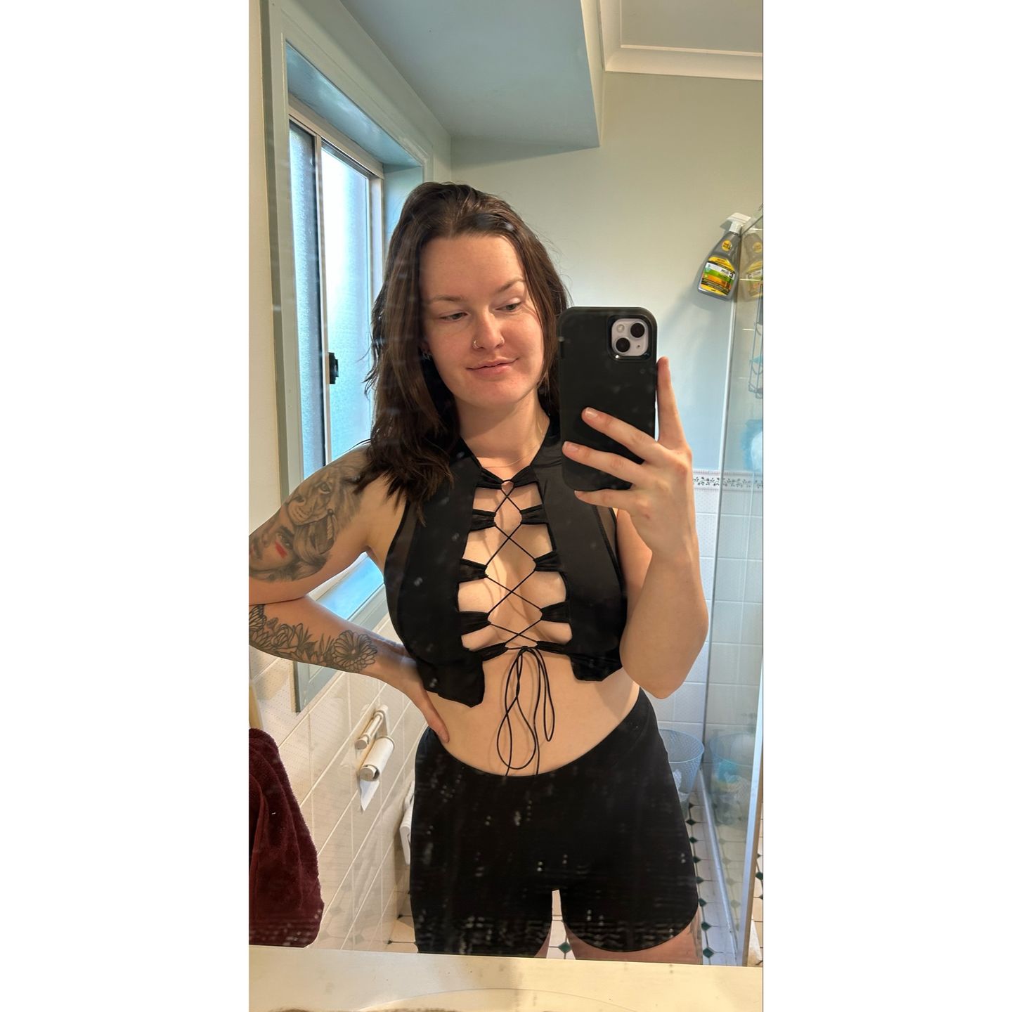 Customer photo review of Black Reverse Seam Top
