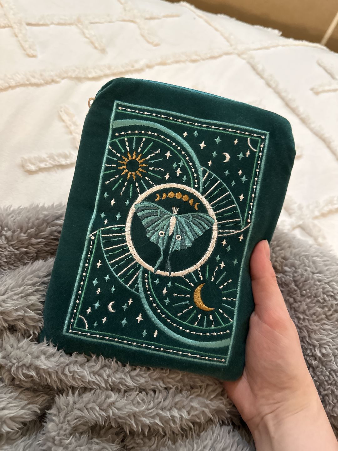 Customer photo review of Luna Moth Kindle & E-Reader Sleeve