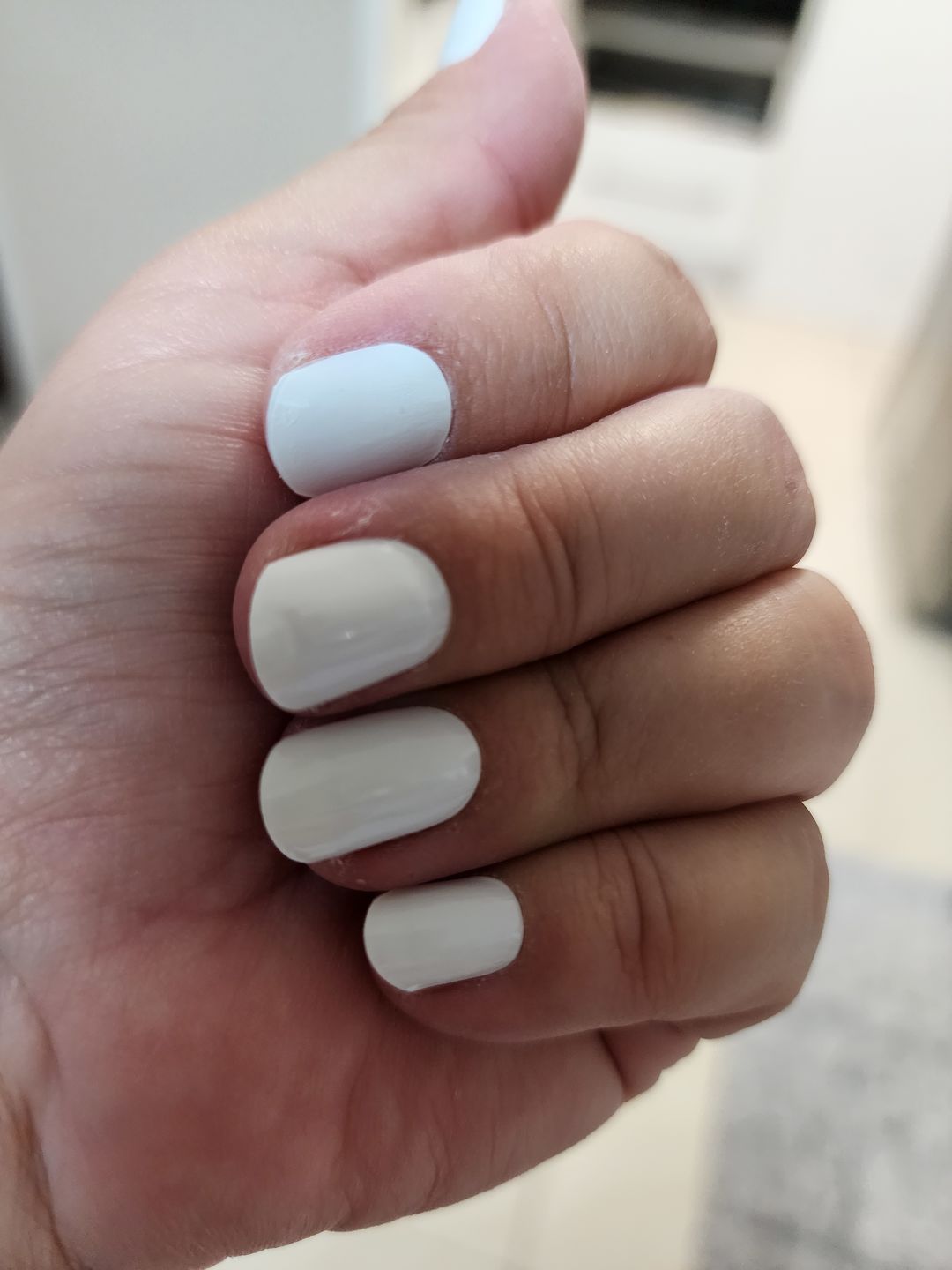 Customer photo review of Icing Sugar White DIY Semicured Gel Nail Sticker Kit