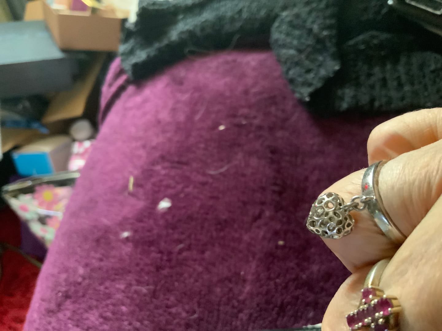 Customer photo review of Angel Heart Charm Ring with Tanzanite