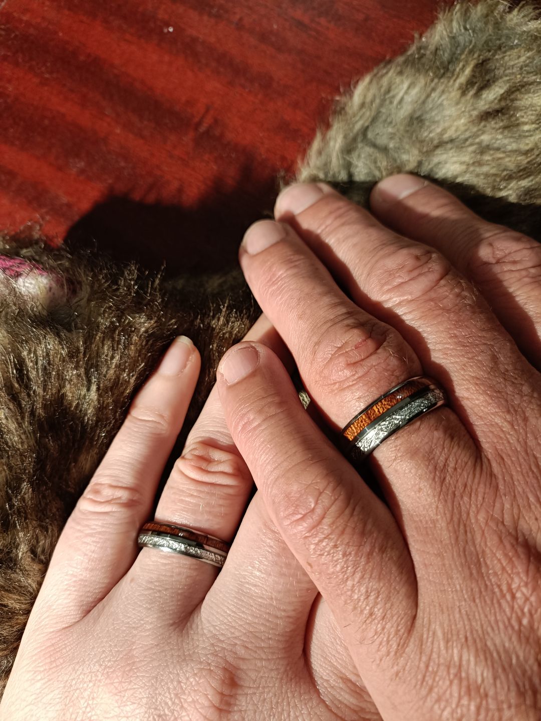 Customer photo review of The Wood and Steel Wonder Ring Set