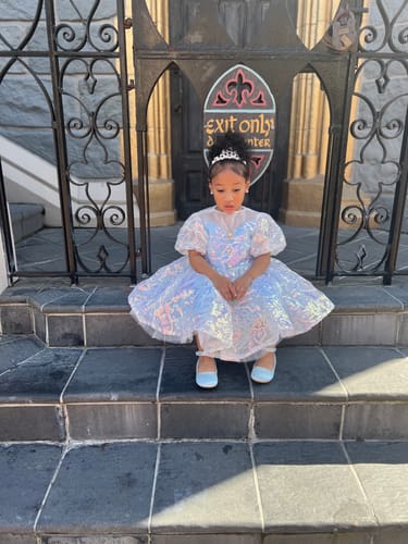 Customer photo review of Baby Girl Birthday Party Dress Blue Sequin Bubble Princess Dress