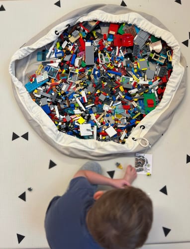 Customer photo review of Large Toy Storage Bag - Stone (Organic Canvas)