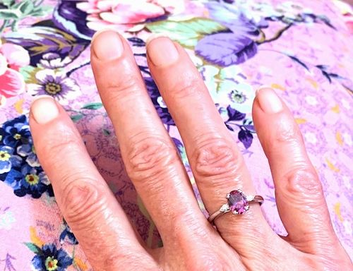Customer photo review of 3-Stone Purple Oval CZ Ring in Sterling Silver 1.2ct