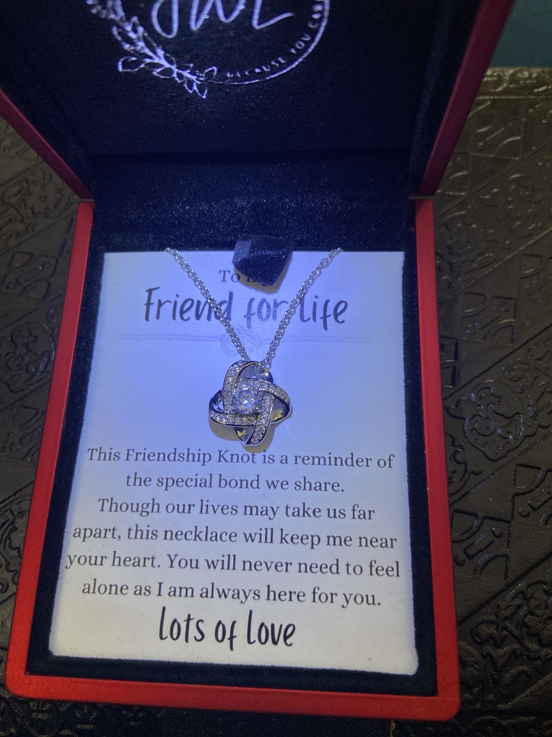 Customer photo review of Friend for Life Love Knot Necklace - FR4