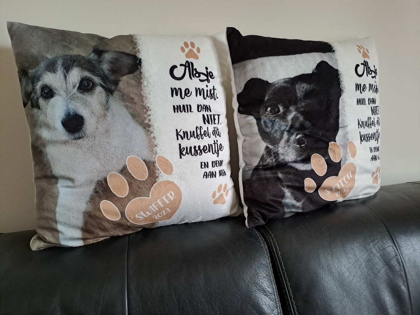 Customer photo review of Als je me mist - Gepersonaliseerd kussen