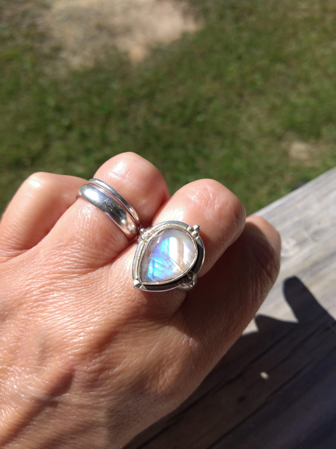 Customer photo review of Teardrop Faceted Moonstone Ring