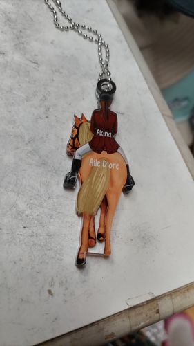 Customer photo review of Horse Girl Back View Lived Happily Personalized Acrylic Car Hanging Ornament