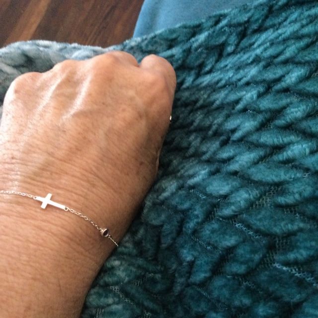 Customer photo review of Cross Bracelet with Birthstone