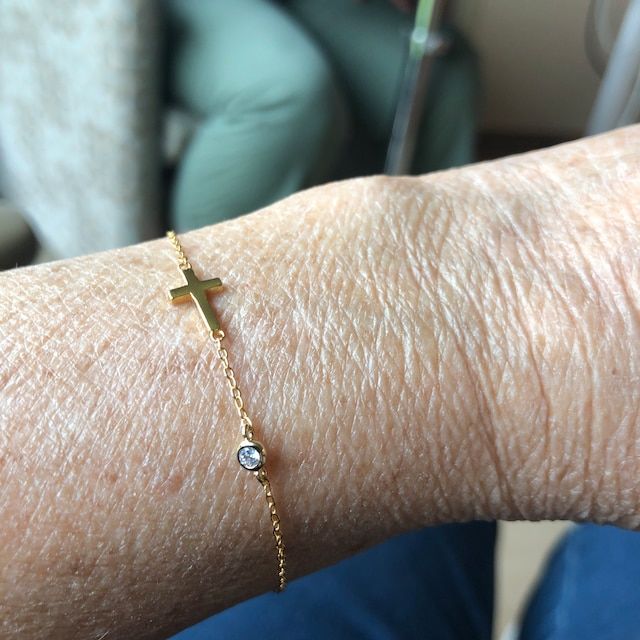 Customer photo review of Cross Bracelet with Birthstone