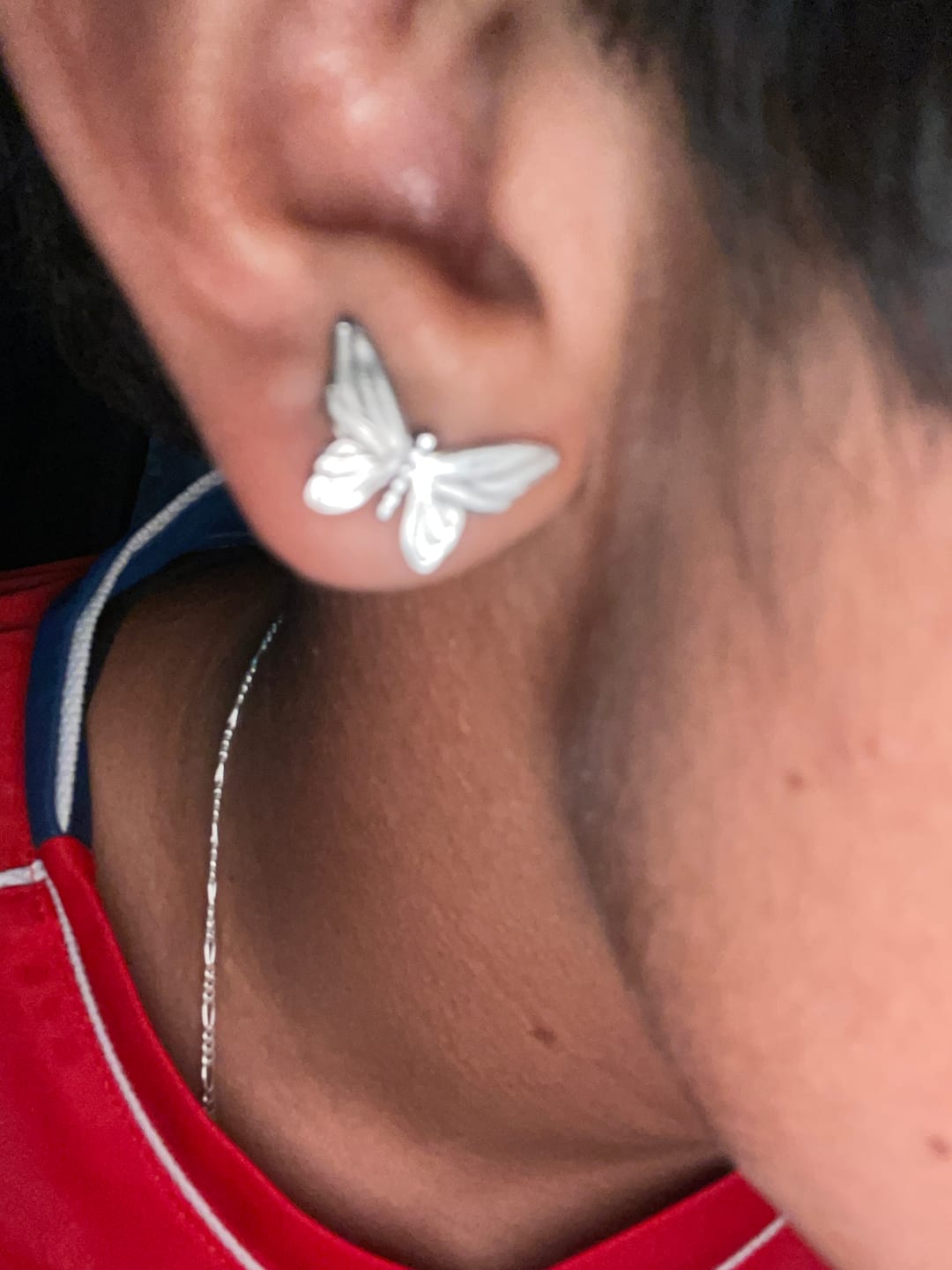 Customer photo review of BUTTERFLY EARRING (STUD)