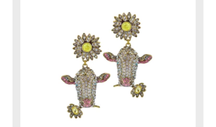 Customer photo review of HEIDI DAUS®"Miss Daisy" Crystal Floral Cow Earrings