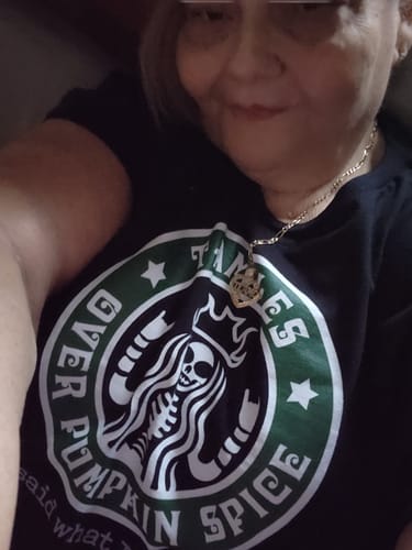 Customer photo review of Tamales Over Pumpkin Spice Tamale Season T-Shirt