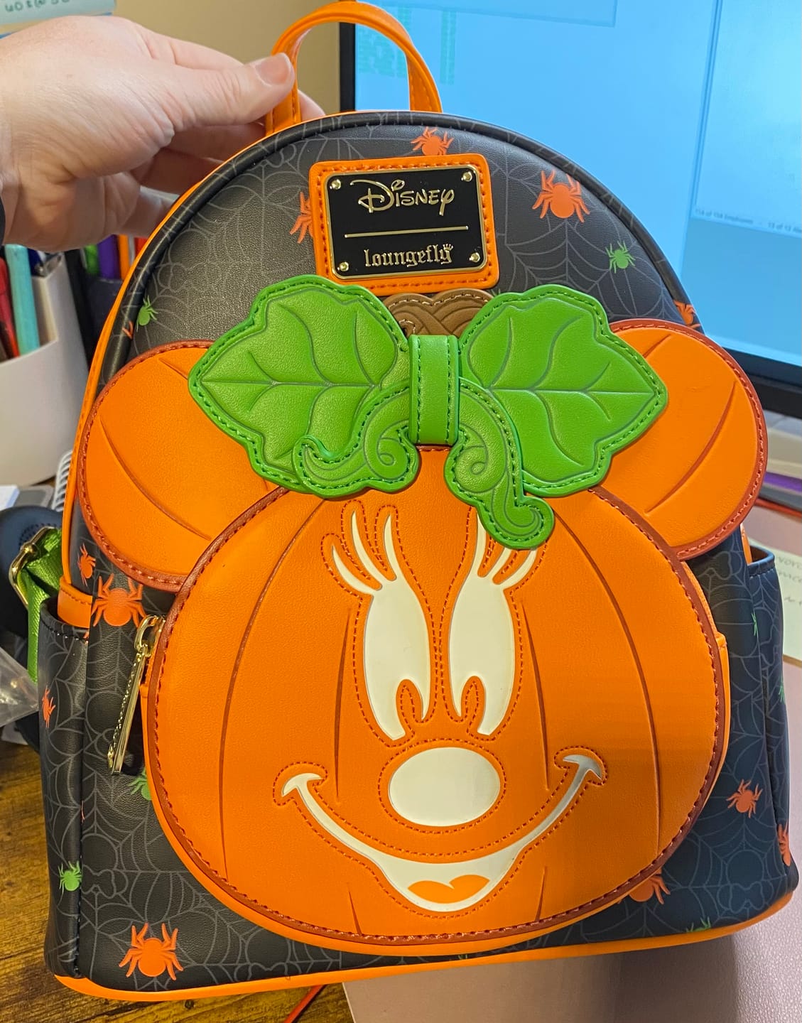 Customer photo review of 707 Street Exclusive - Loungefly Disney Glow in the Dark Pumpkin Minnie Mouse Mini Backpack