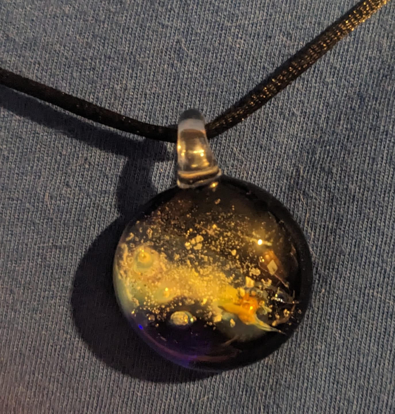 Customer photo review of Halley's Comet Glass Pendant