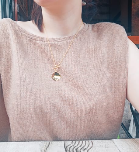 Customer photo review of Trust The Timing Necklace (Gold)