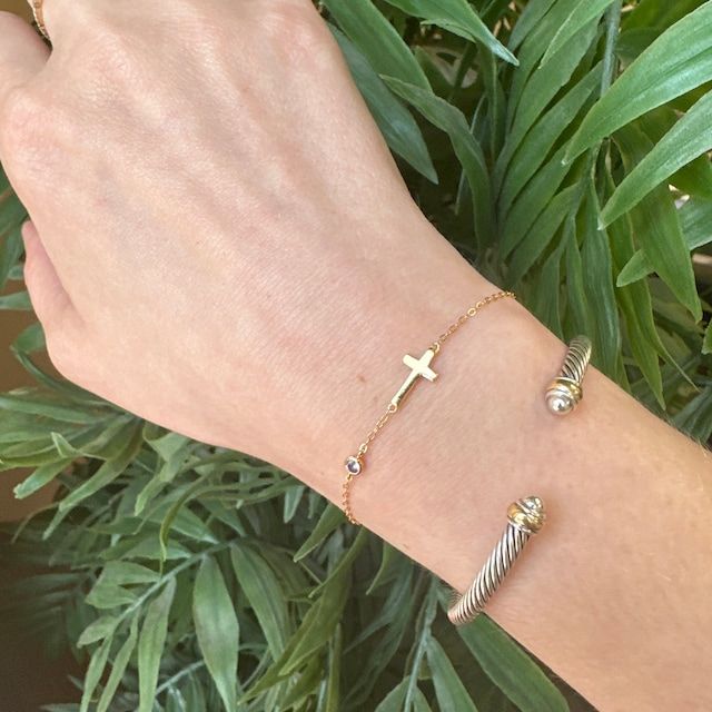 Customer photo review of Cross Bracelet with Birthstone