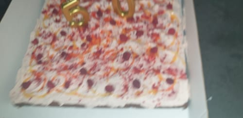 Customer photo review of BIG SLAB Cake