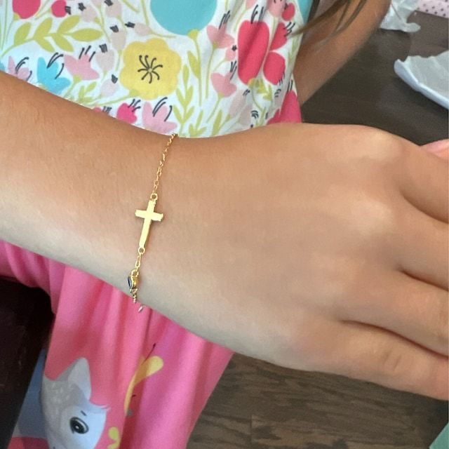 Customer photo review of Cross Bracelet with Birthstone